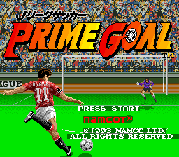 J League Soccer Prime Goal title screen for Super Famicom